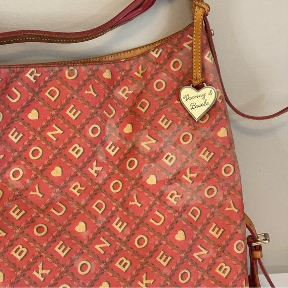 Dooney & Bourke Red Heart Logo Canvas Hobo Shoulder Bag – Vintage Valentine’s - Picture 2 of 16